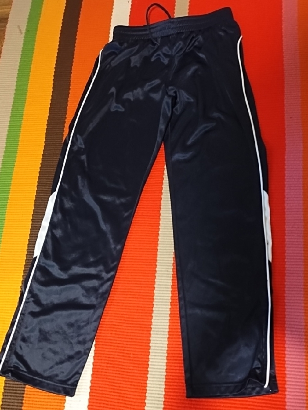 Blue Track Jogger Pants with White Side Stripe Unisex VGC Small .